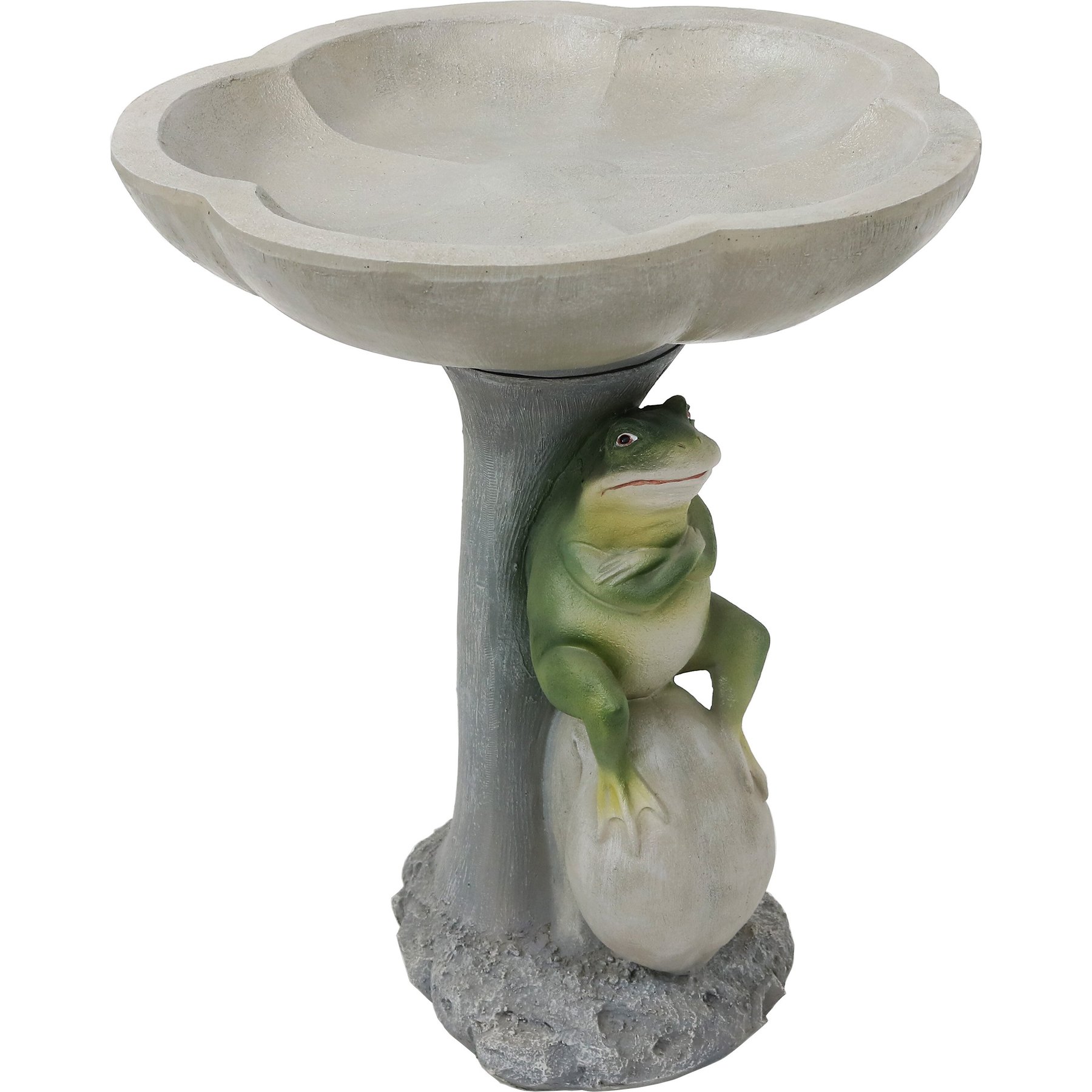 Sunnydaze Decor Polyresin Brooding Frog on Stone Outdoor Garden Bird Bath