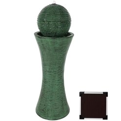 Sunnydaze Decor Polyresin Desert Spring Solar Powered Bird Water Fountain with Battery Backup, Submersible Pump & Panel, Green, 30-in
