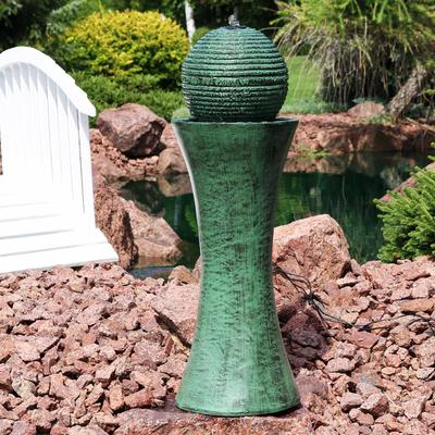 Show full view: Sunnydaze Decor Polyresin Desert Spring Solar Powered Bird Water Fountain with Battery Backup, Submersible Pump & Panel, Green, 30-in slide 2 of 8