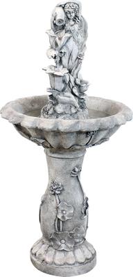 Show full view: Sunnydaze Decor Polyresin Fairy Flower Solar Powered Bird Water Fountain Feature with Battery Backup, Light Grey, 42-in slide 1 of 7