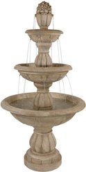 Sunnydaze Decor Polyresin & Fiberglass 3-Tier Cornucopia Outdoor Bird Water Fountain, Cream, 61-in