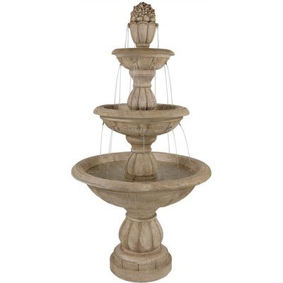 Sunnydaze Decor Sunnydaze Decor Polyresin & Fiberglass 3-Tier Cornucopia Outdoor Bird Water Fountain, Cream, 61-in