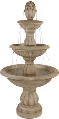 Show full view: Sunnydaze Decor Polyresin & Fiberglass 3-Tier Cornucopia Outdoor Bird Water Fountain, Cream, 61-in slide 1 of 7