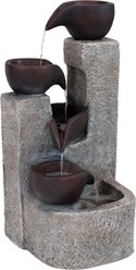 Sunnydaze Decor Polyresin Solar Powered Aged Tiered Vessels Bird Water Fountain with Battery Backup, Grey, 29-in