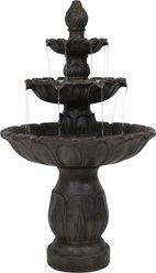 Sunnydaze Decor Polystone 3-Tier Classic Tulip Bird Water Fountain, Dark Brown, 46-in