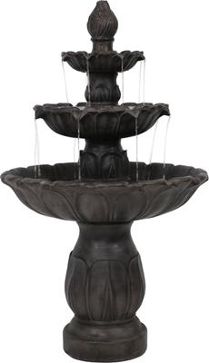 Show full view: Sunnydaze Decor Polystone 3-Tier Classic Tulip Bird Water Fountain, Dark Brown, 46-in slide 1 of 7