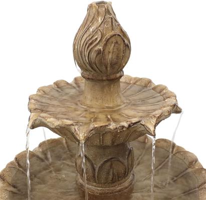 Show full view: Sunnydaze Decor Polystone 3-Tier Classic Tulip Garden Stone Finish Bird Water Fountain, Light Brown, 46-in slide 8 of 8