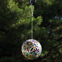 Sunnydaze Decor Rainbow Daisies Mosaic Glass Fly-Through Hanging Bird Feeder slide 2 of 9