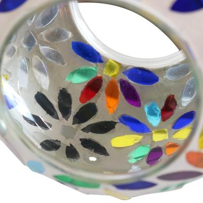 Show full view: Sunnydaze Decor Rainbow Daisies Mosaic Glass Fly-Through Hanging Bird Feeder slide 7 of 10