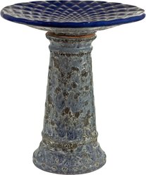 Sunnydaze Decor Rennes Ceramic Lava Finish Glazed Bowl Bird Bath, Blue, 22.5-in