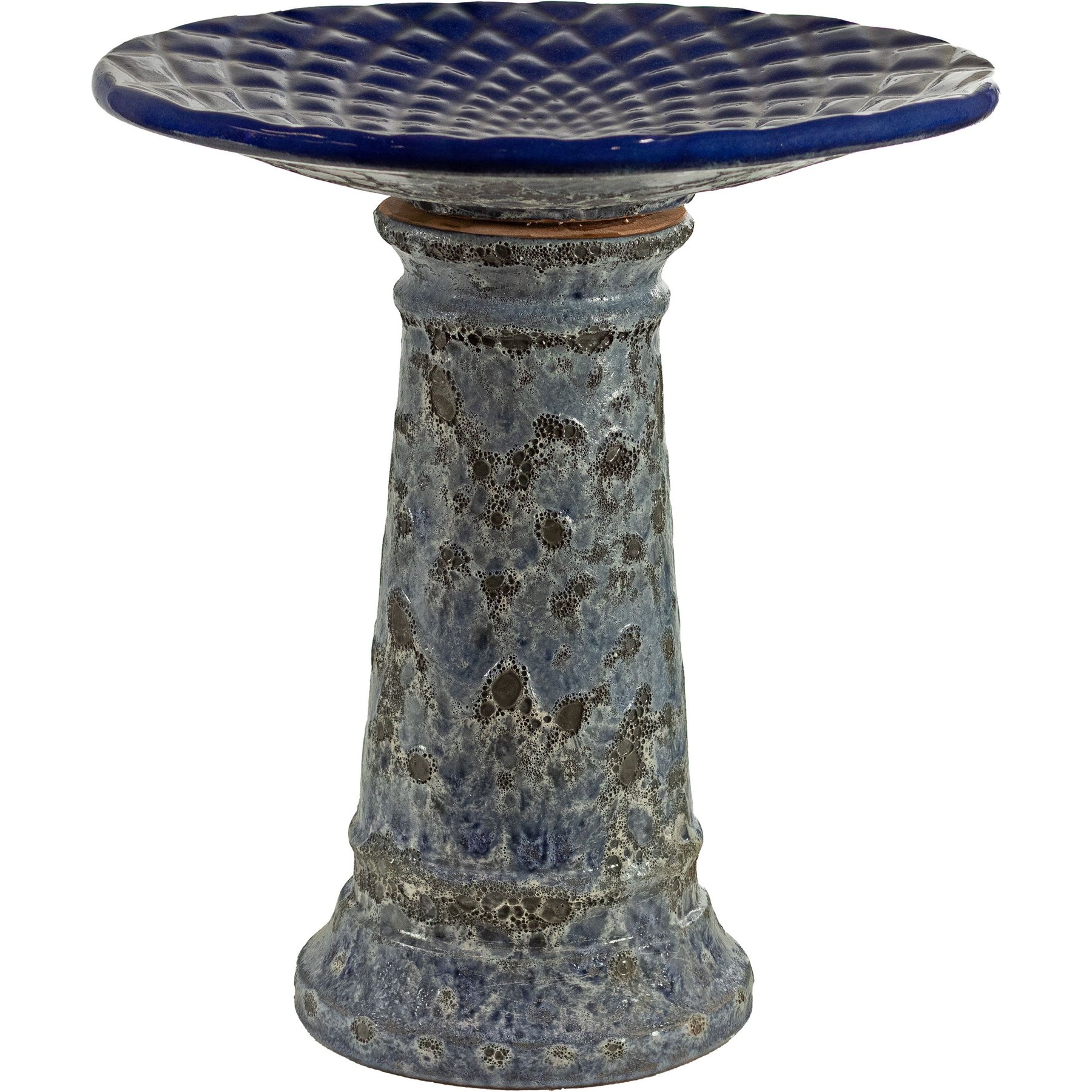 Sunnydaze Decor Rennes Ceramic Lava Finish Glazed Bowl Bird Bath, Blue, 22.5-in