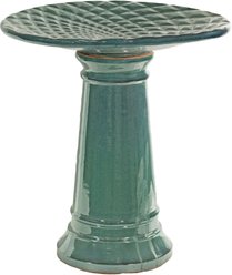 Sunnydaze Decor Rennes Ceramic Turquoise Bird Bath, Cyan, 22.5-in