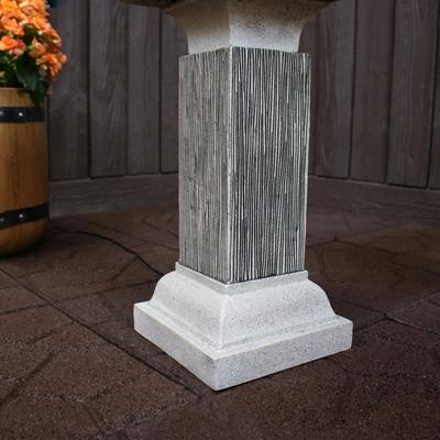 Show full view: Sunnydaze Decor Resin 2-Tier Square Bird Bath Water Fountain with LED Lights, Grey, 26-in slide 7 of 8