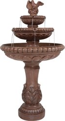 Sunnydaze Decor Resin & Concrete 3-Tier Pair of Doves Bird Water Fountain, Brown, 43-in