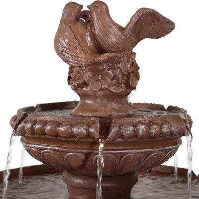 Show full view: Sunnydaze Decor Resin & Concrete 3-Tier Pair of Doves Bird Water Fountain, Brown, 43-in slide 8 of 8