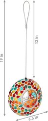 Sunnydaze Decor Round Glass with Confetti Mosaic Design Hanging Fly-Through Bird Feeder, 6.5-in slide 2 of 6