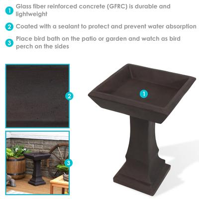 Show full view: Sunnydaze Decor Simply Square Modern Reinforced Concrete Bird Bath slide 5 of 11