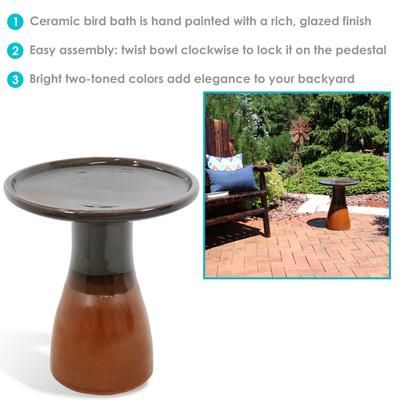Show full view: Sunnydaze Decor Smooth Glaze Ceramic Dusty Rose Bird Bath, Grey slide 3 of 7