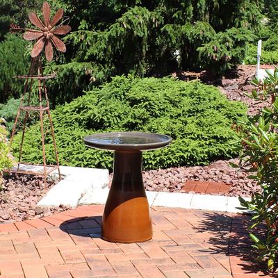 Show full view: Sunnydaze Decor Smooth Glaze Ceramic Dusty Rose Bird Bath, Grey slide 2 of 7