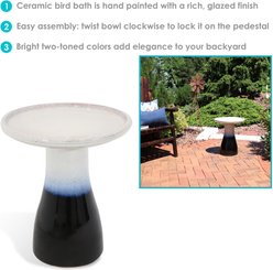 Sunnydaze Decor Smooth Glaze Ceramic Twilight Bird Bath, Dark Blue slide 2 of 7