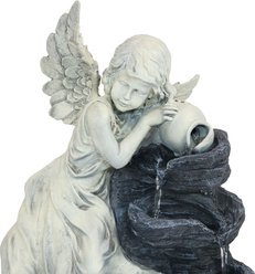 Sunnydaze Decor Solar Powered Angel Falls Water Fountain with Battery Backup & Submersible Pump, Grey, 27-in slide 2 of 7