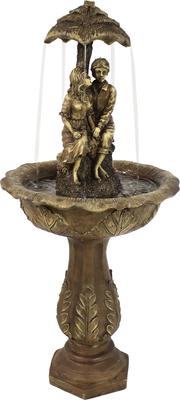 Show full view: Sunnydaze Decor Solar Powered Polyresin Lovers Umbrella Water Fountain with Battery Backup & LED Lights, Cream, 43-in slide 1 of 6