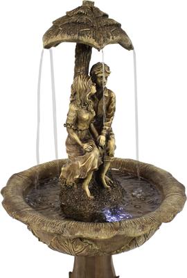 Show full view: Sunnydaze Decor Solar Powered Polyresin Lovers Umbrella Water Fountain with Battery Backup & LED Lights, Cream, 43-in slide 6 of 6