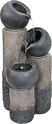 Sunnydaze Decor Solar Powered Polyresin Tiered Cascading Cups Bird Water Fountain with Battery Backup, Grey, 29-in slide 1 of 8
