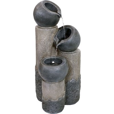 Sunnydaze Decor Sunnydaze Decor Solar Powered Polyresin Tiered Cascading Cups Bird Water Fountain with Battery Backup, Grey, 29-in