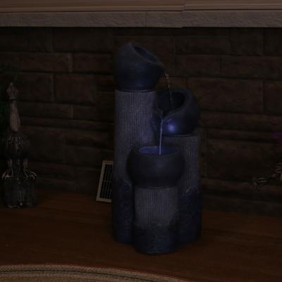 Show full view: Sunnydaze Decor Solar Powered Polyresin Tiered Cascading Cups Bird Water Fountain with Battery Backup, Grey, 29-in slide 5 of 8