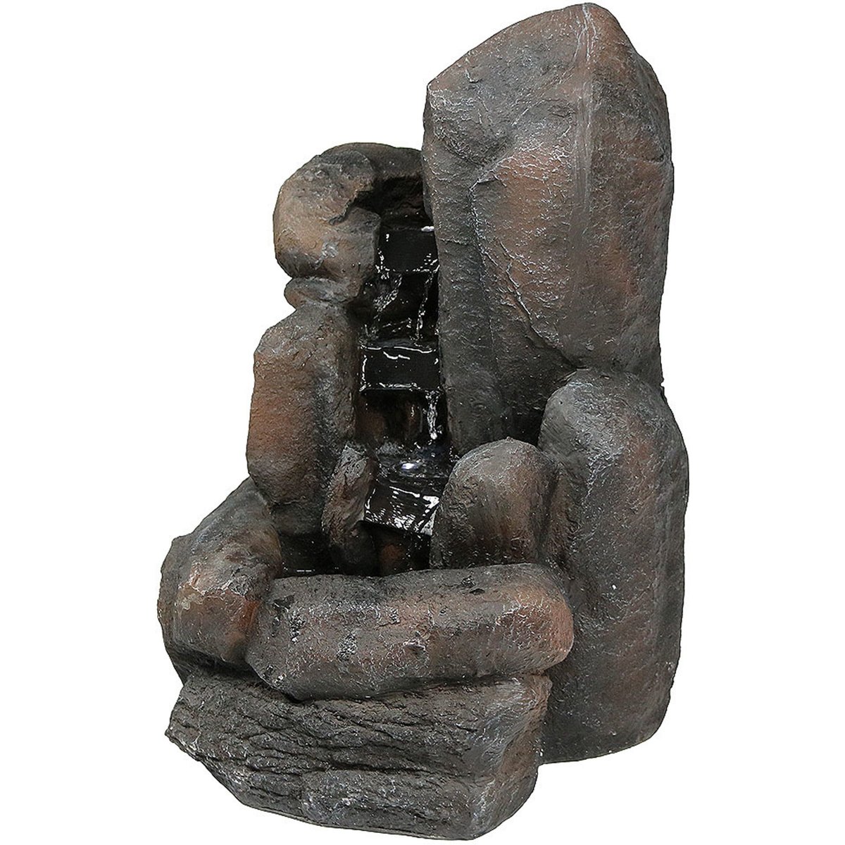 Sunnydaze Decor Solar Powered Rock Falls Bird Water Fountain with Battery Backup, LED Lights & Submersible Pump, 22-in, Dark Brown