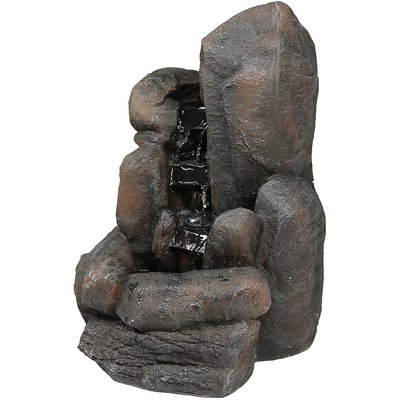 Sunnydaze Decor Sunnydaze Decor Solar Powered Rock Falls Bird Water Fountain with Battery Backup, LED Lights & Submersible Pump, 22-in, Dark Brown