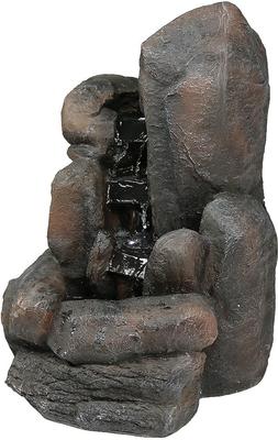 Show full view: Sunnydaze Decor Solar Powered Rock Falls Bird Water Fountain with Battery Backup, LED Lights & Submersible Pump, 22-in, Dark Brown slide 1 of 7