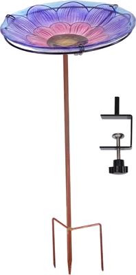 Show full view: Sunnydaze Decor Spring Crocus Deck-Mounted Staked Glass Bird Bath, Purple, 10.5-in slide 1 of 9