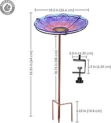 Sunnydaze Decor Spring Crocus Deck-Mounted Staked Glass Bird Bath, Purple, 10.5-in slide 2 of 9