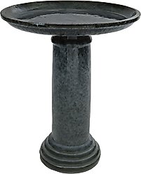 Sunnydaze Decor Toulon Ceramic Bird Bath, Black Mist, 24.5-in