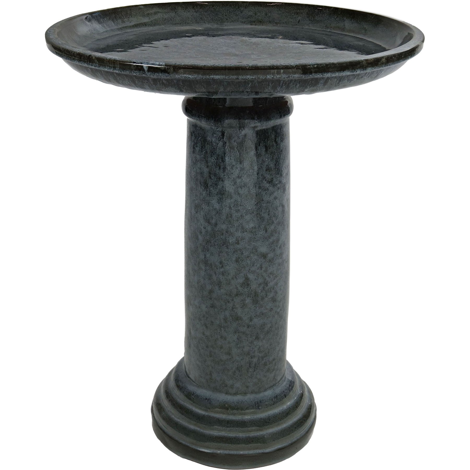 Sunnydaze Decor Toulon Ceramic Bird Bath, Black Mist, 24.5-in