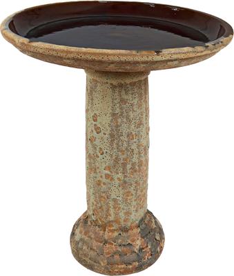 Show full view: Sunnydaze Decor Toulon Ceramic Lava Finish Glazed Bowl Bird Bath, Brown slide 1 of 8