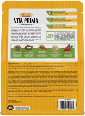 Show full view: Sunseed Vita Prima Chinchilla Food, 3-lb bag slide 2 of 6