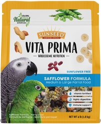 Sunseed Vita Prima Safflower Formula Parrot Food, Medium/Large Parrot: 4-lb bag