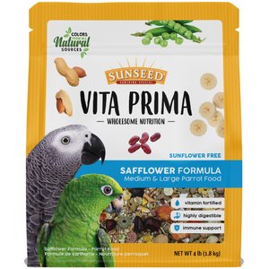 Sunseed Vita Prima Safflower Formula Parrot Food, Medium/Large Parrot: 4-lb bag