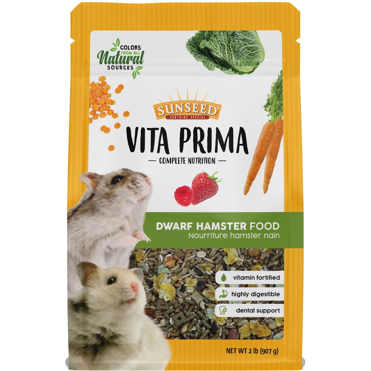 Sunseed Vita Prima Vitamin-fortified with Essential Nutrients Dwarf Hamster Dry Food, 2-lb bag
