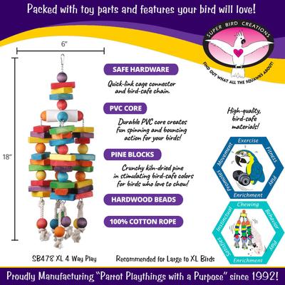 Show full view: Super Bird Creations 4 Way Play Bird Toy, X-Large slide 3 of 11