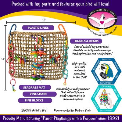 Show full view: Super Bird Creations Activity Wall Bird Toy, Medium slide 3 of 10