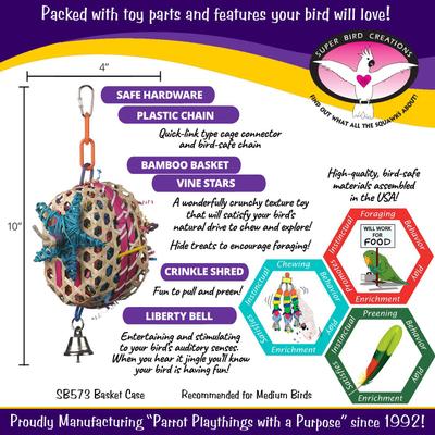 Show full view: Super Bird Creations Basket case Bird Toy slide 3 of 8