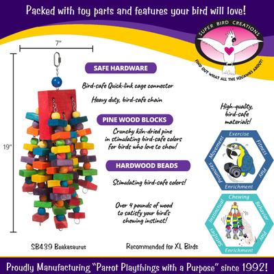 Show full view: Super Bird Creations Beakasaurus Bird Toy, Large/X-Large slide 3 of 11