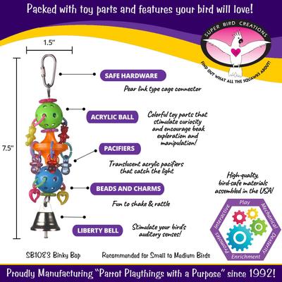 Show full view: Super Bird Creations Binky Bop Bird Toy slide 3 of 8