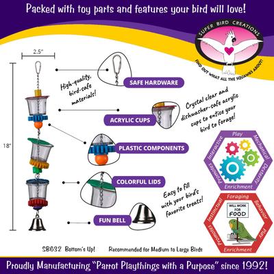 Show full view: Super Bird Creations Bottoms Up Bird Toy, Medium/Large slide 3 of 11