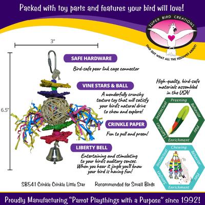 Show full view: Super Bird Creations Crinkle Crinkle Little Star Bird Toy, Small slide 3 of 7