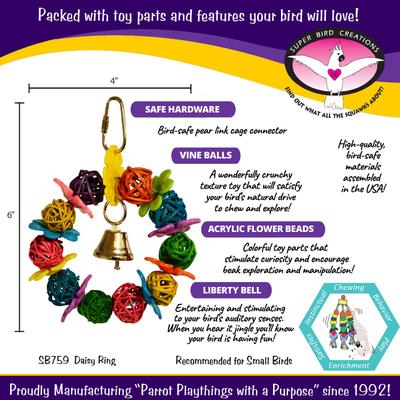 Show full view: Super Bird Creations Daisy Ring Bird Toy, Small slide 3 of 10
